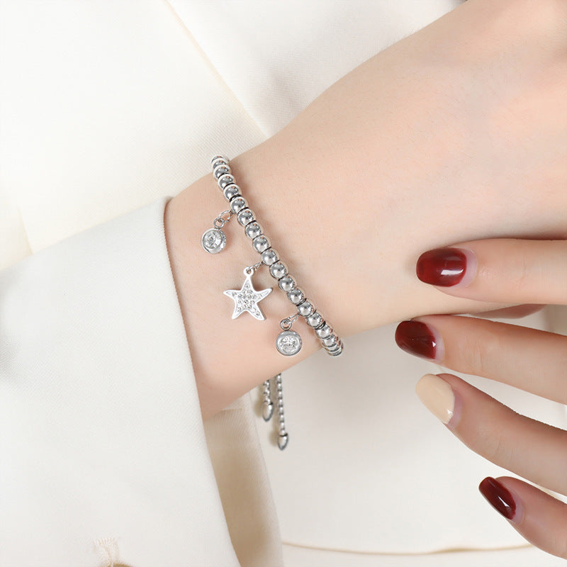 Wholesale Geometric Diamond Inlaid Titanium Steel Bracelet